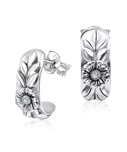 Fashion Flower Silver Stud Earring STS-3779